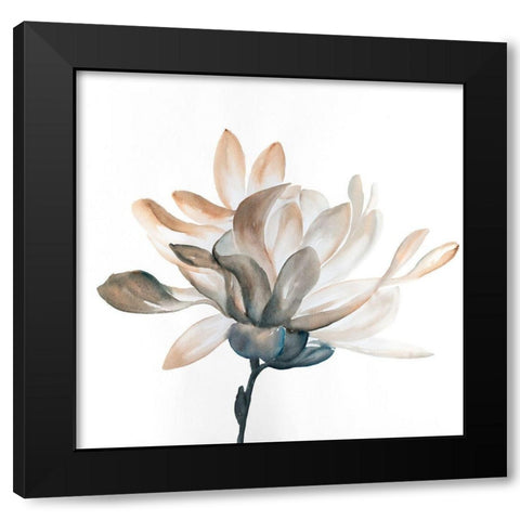 DESATURATED FLOWER WITH BEAUTIFUL PETALS Black Modern Wood Framed Art Print by Atelier B Art Studio