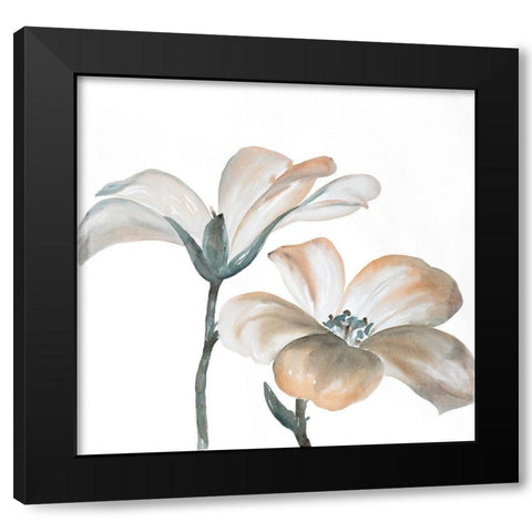TWO BEAUTIFUL DESATURATED FLOWERS Black Modern Wood Framed Art Print by Atelier B Art Studio