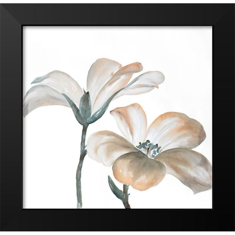 TWO BEAUTIFUL DESATURATED FLOWERS Black Modern Wood Framed Art Print by Atelier B Art Studio