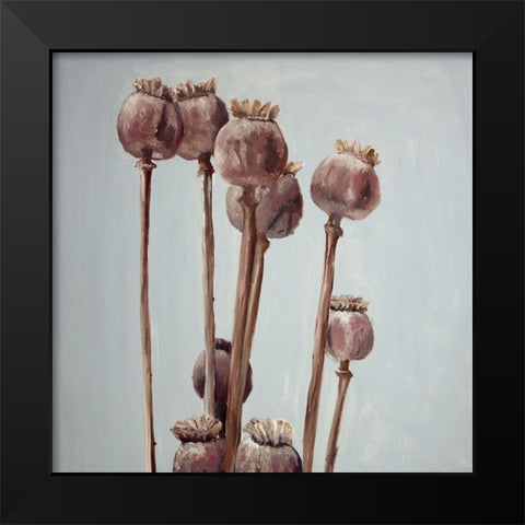 SEPIA POPPY HEAD PLANTS Black Modern Wood Framed Art Print by Atelier B Art Studio