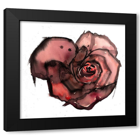 DARK ROSE Black Modern Wood Framed Art Print by Atelier B Art Studio