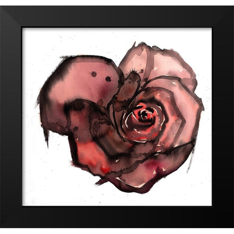 DARK ROSE Black Modern Wood Framed Art Print by Atelier B Art Studio