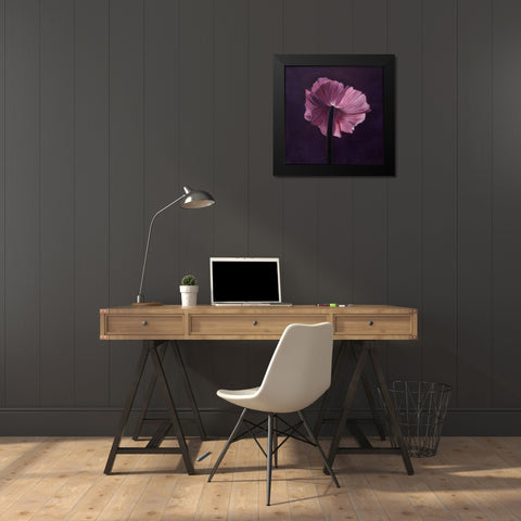 PURPLE FLOWER ON A DARK BACKGROUND Black Modern Wood Framed Art Print by Atelier B Art Studio