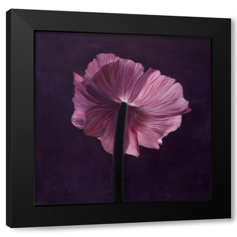 PURPLE FLOWER ON A DARK BACKGROUND Black Modern Wood Framed Art Print by Atelier B Art Studio