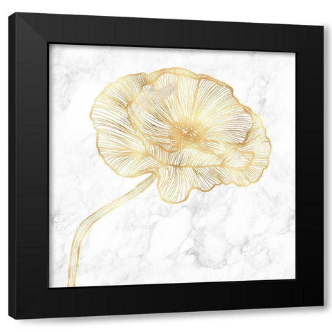 GOLDEN POPPY FLOWER Black Modern Wood Framed Art Print with Double Matting by Atelier B Art Studio