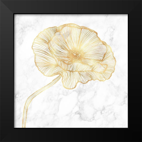 GOLDEN POPPY FLOWER Black Modern Wood Framed Art Print by Atelier B Art Studio