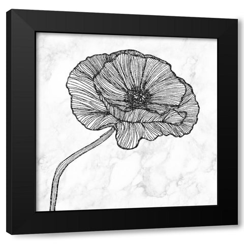 BRIGHT POPPY FLOWER Black Modern Wood Framed Art Print by Atelier B Art Studio