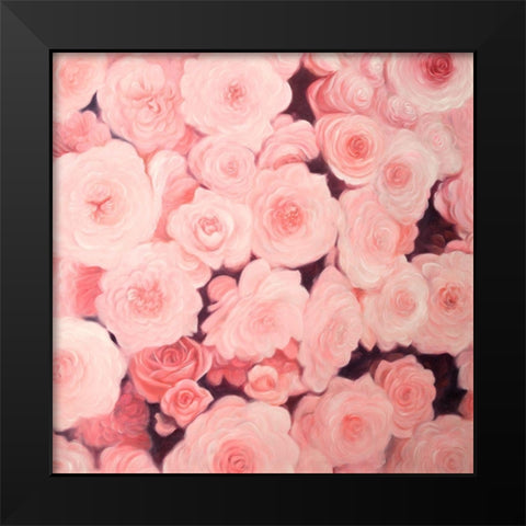PINK FLOWER FIELD Black Modern Wood Framed Art Print by Atelier B Art Studio