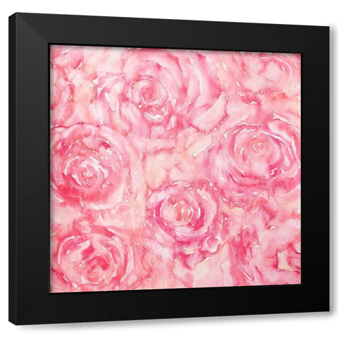 ROSES IN WATERCOLOR Black Modern Wood Framed Art Print with Double Matting by Atelier B Art Studio