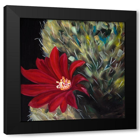 ECHINOPSIS RED CACTUS FLOWER Black Modern Wood Framed Art Print by Atelier B Art Studio