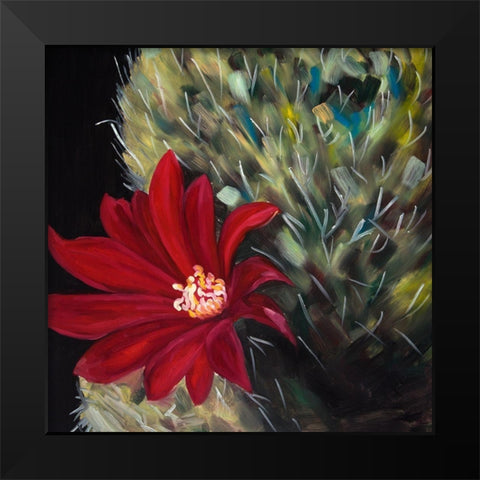 ECHINOPSIS RED CACTUS FLOWER Black Modern Wood Framed Art Print by Atelier B Art Studio