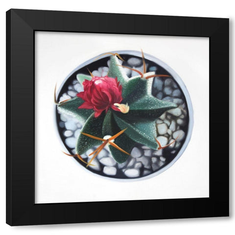 CACTUS IN POT Black Modern Wood Framed Art Print by Atelier B Art Studio