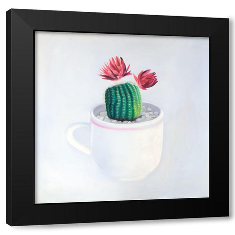 MINI CACTUS IN A CUP Black Modern Wood Framed Art Print by Atelier B Art Studio