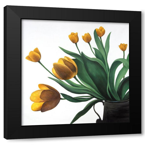 YELLOW TULIPS Black Modern Wood Framed Art Print by Atelier B Art Studio