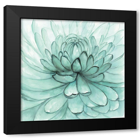 TURQUOISE FLOWER Black Modern Wood Framed Art Print by Atelier B Art Studio