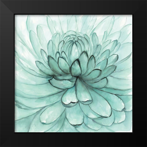 TURQUOISE FLOWER Black Modern Wood Framed Art Print by Atelier B Art Studio