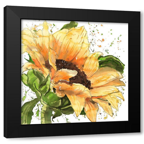 SUNFLOWER IN BLOOM Black Modern Wood Framed Art Print with Double Matting by Atelier B Art Studio