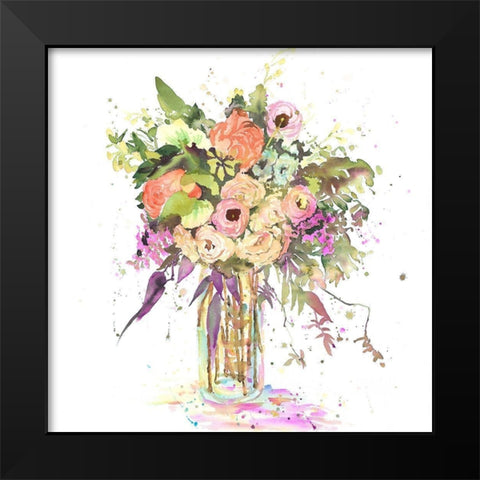 ROMANTIC BOUQUET Black Modern Wood Framed Art Print by Atelier B Art Studio