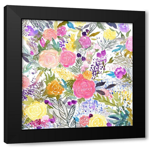 BUNDLE OF FLOWERS Black Modern Wood Framed Art Print with Double Matting by Atelier B Art Studio