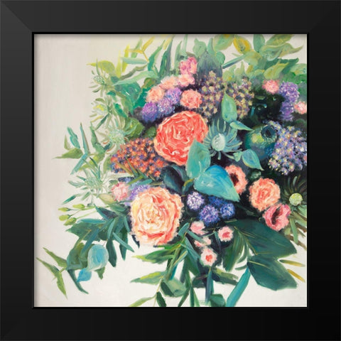 FLOWERS MELODY Black Modern Wood Framed Art Print by Atelier B Art Studio