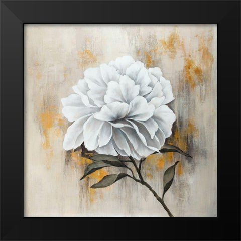 WHITE PEONY Black Modern Wood Framed Art Print by Atelier B Art Studio