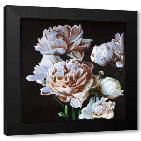 PEONIES Black Modern Wood Framed Art Print with Double Matting by Atelier B Art Studio