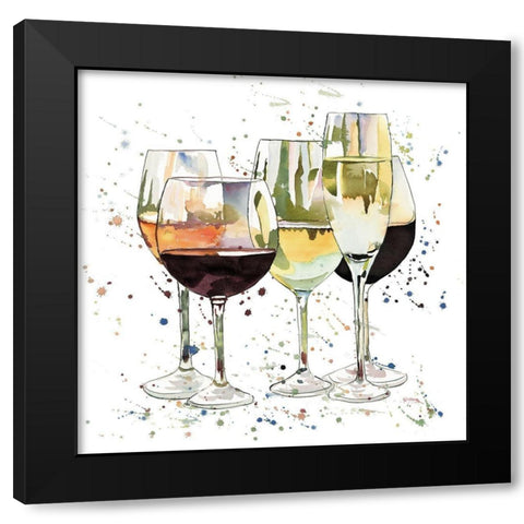 BEAUTIFUL WINE GLASSES Black Modern Wood Framed Art Print with Double Matting by Atelier B Art Studio
