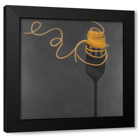 Spaghetti Pasta around the Fork Black Modern Wood Framed Art Print by Atelier B Art Studio