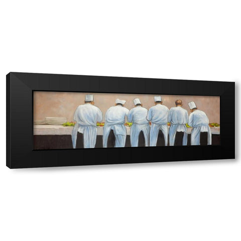 Cooks Chefts Working Together Black Modern Wood Framed Art Print with Double Matting by Atelier B Art Studio