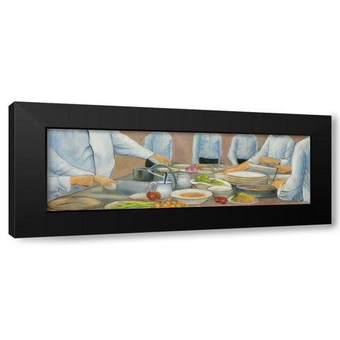 Cook Chefs at Work Black Modern Wood Framed Art Print by Atelier B Art Studio