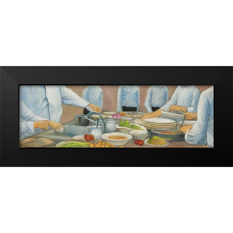 Cook Chefs at Work Black Modern Wood Framed Art Print by Atelier B Art Studio