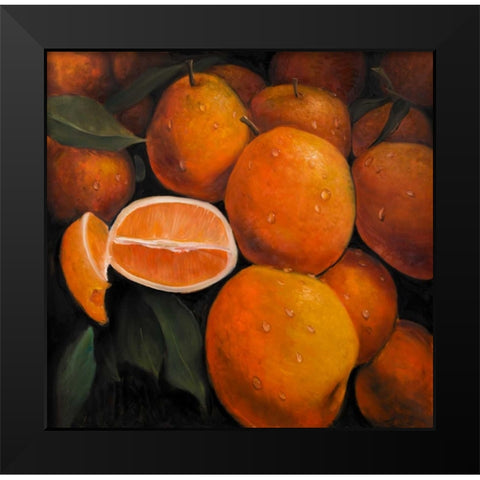 Basket of Oranges Fruit Black Modern Wood Framed Art Print by Atelier B Art Studio