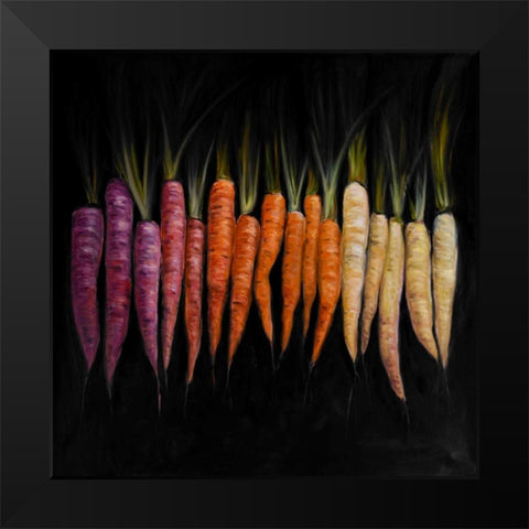 Different Coloured Carrots Vegetable Black Modern Wood Framed Art Print by Atelier B Art Studio