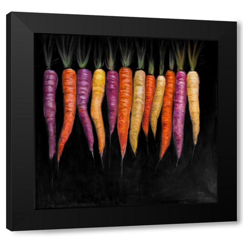 Colorful Carrots Vegetable Black Modern Wood Framed Art Print by Atelier B Art Studio