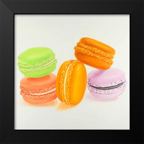 Small Bites of Macaroons Black Modern Wood Framed Art Print by Atelier B Art Studio