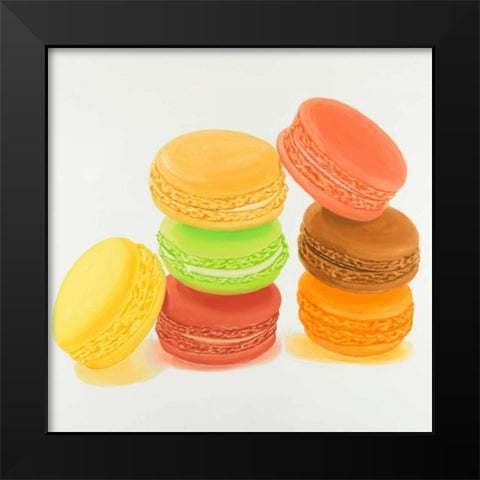 Delicious Macaroons Black Modern Wood Framed Art Print by Atelier B Art Studio