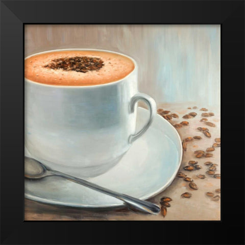 Cappuccino Time Black Modern Wood Framed Art Print by Atelier B Art Studio