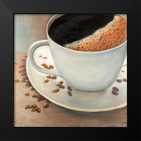 Black Coffee Black Modern Wood Framed Art Print by Atelier B Art Studio