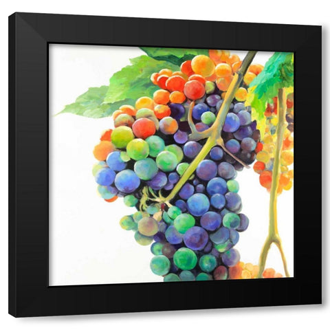 Colorful Bunch of Grapes Black Modern Wood Framed Art Print by Atelier B Art Studio