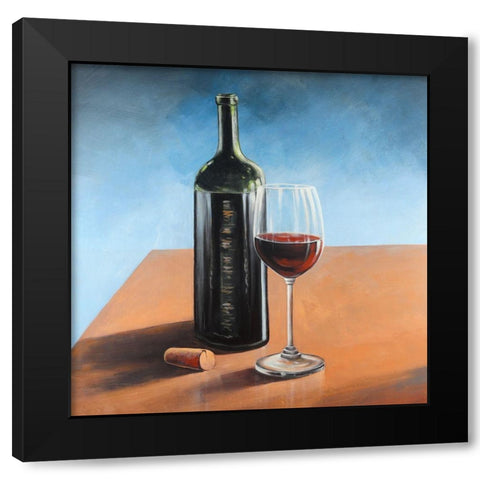 Bottle of Bordeaux with Whine Glass Black Modern Wood Framed Art Print with Double Matting by Atelier B Art Studio