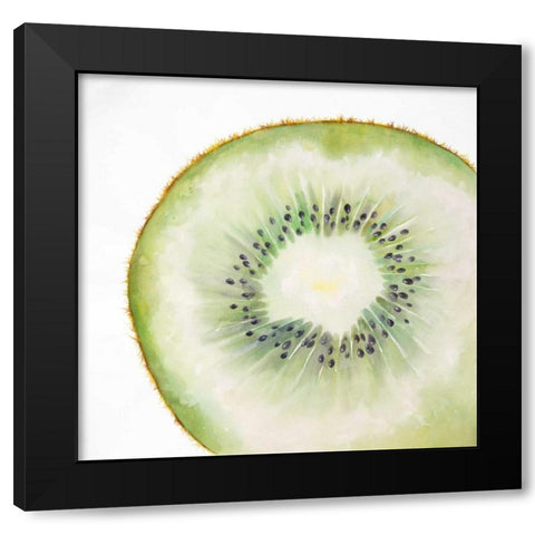 Kiwi Slice Black Modern Wood Framed Art Print with Double Matting by Atelier B Art Studio
