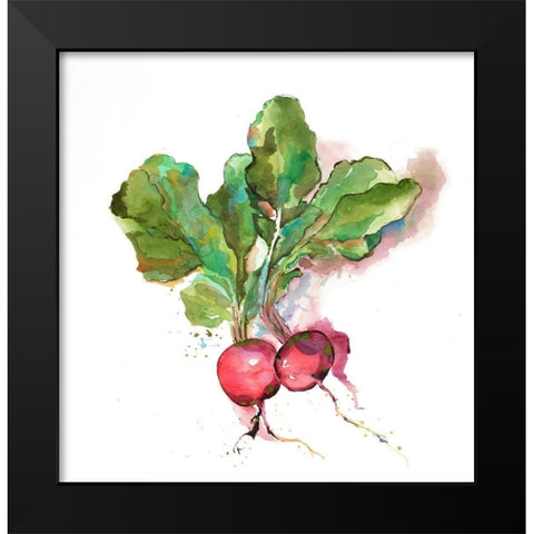 Watercolor Radish Black Modern Wood Framed Art Print by Atelier B Art Studio