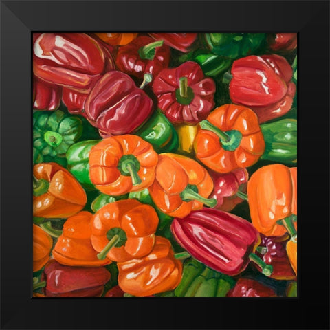 A LOT OF PEPPERS Black Modern Wood Framed Art Print by Atelier B Art Studio