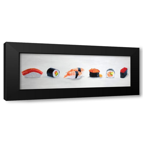 DELICIOUS SUSHIS Black Modern Wood Framed Art Print with Double Matting by Atelier B Art Studio