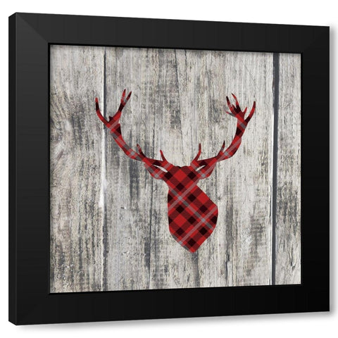 WOOD AND DEER Black Modern Wood Framed Art Print with Double Matting by Atelier B Art Studio
