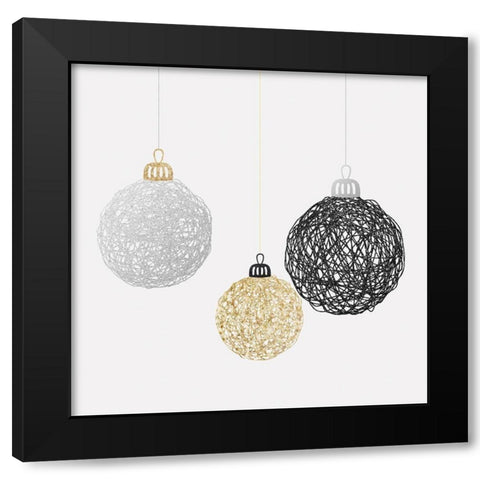 THREE CHRISTMAS BALLS Black Modern Wood Framed Art Print with Double Matting by Atelier B Art Studio
