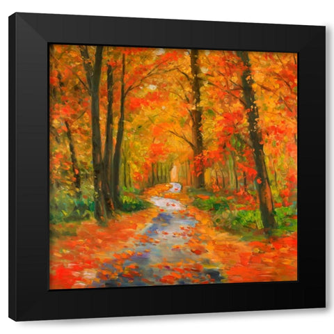 Autumn Trail Black Modern Wood Framed Art Print by Atelier B Art Studio