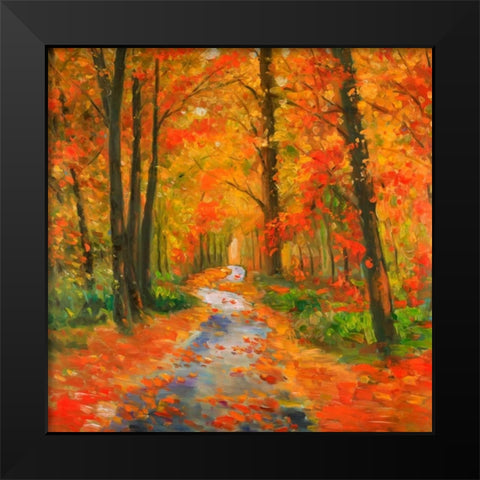 Autumn Trail Black Modern Wood Framed Art Print by Atelier B Art Studio