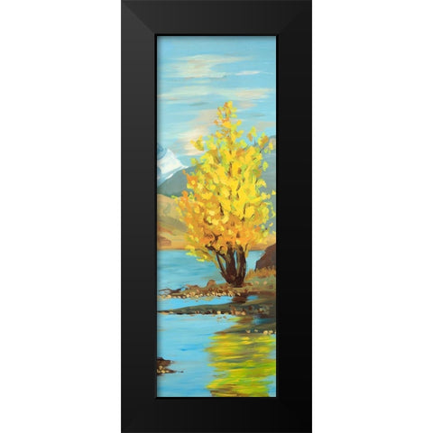 Lake Landscape with a Tree and Reflection Black Modern Wood Framed Art Print by Atelier B Art Studio