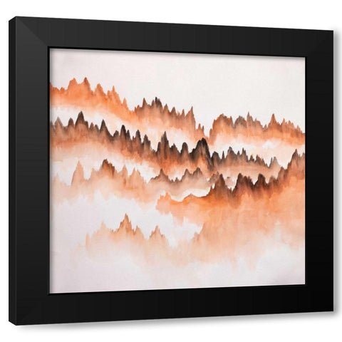 Distant Mountains Black Modern Wood Framed Art Print by Atelier B Art Studio
